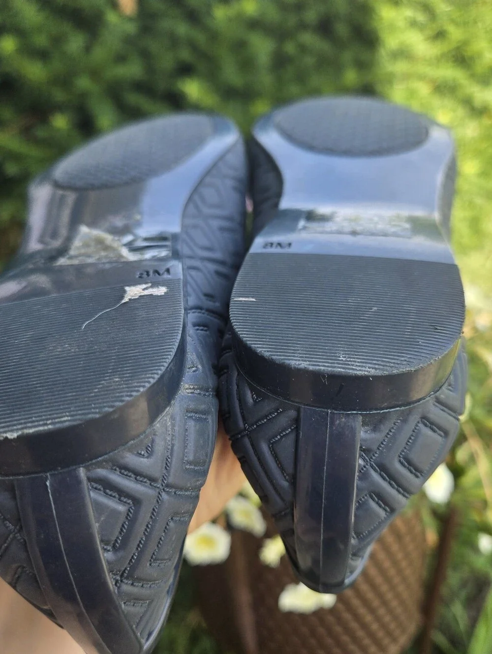 Tory Burch Jelly Flats Navy Blue Bow Size 8